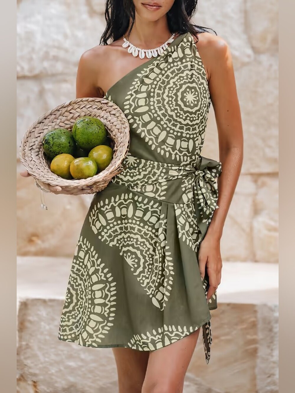 Ornate Print One Shoulder Tie Side Dress 💥 BRAND NEW 💥